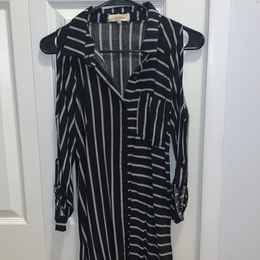 Black and white stripped blouse